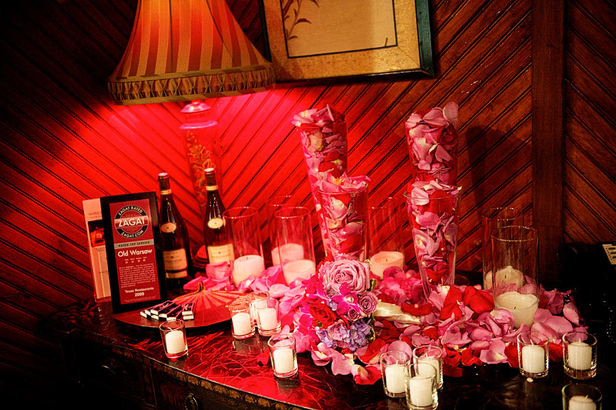 Red Rose arrangement at wedding