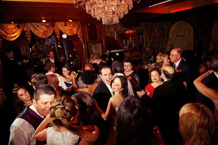 Dancing at the wedding reception at the Old Warsaw in Dallas