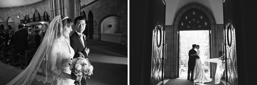 12-bride-and-groom-exit-little-flower-catholic-church-in-st-louis Kyle Coburn Photographer, at the Little Flower Catholic Church in St. Louis, Mo.