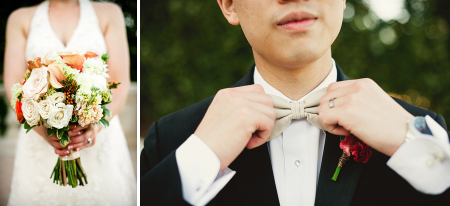 23-washington-university-st-louis-bouquet-bow-tie-bride-and-groom Groom with a Bow tie at Washington University in St. Louis