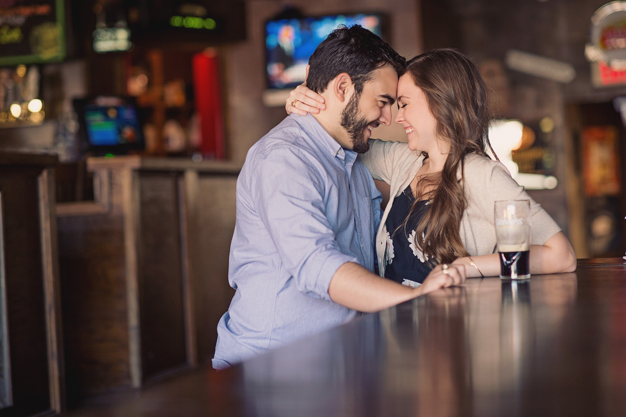 College station bar engagement photos